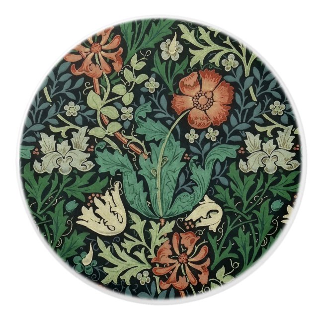 William Morris Compton Floral Art Nouveau Pattern Keramikknauf (Vorderseite)