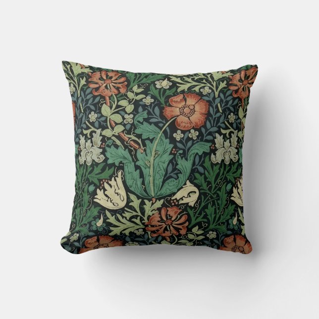 William Morris Compton Floral Art Nouveau Pattern Kissen (Vorderseite)
