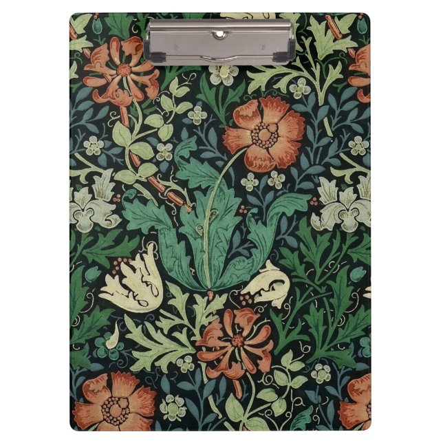William Morris Compton Floral Art Nouveau Pattern Klemmbrett (Vorderseite)