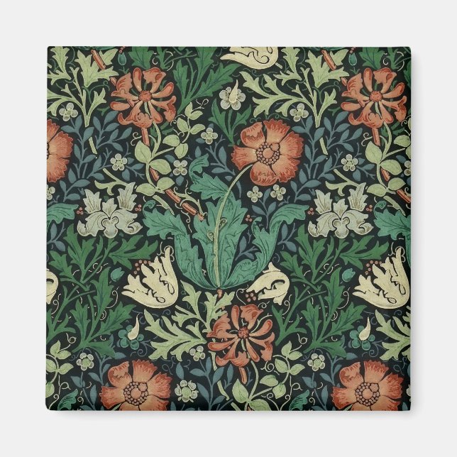 William Morris Compton Floral Art Nouveau Pattern Magnet (Vorne)