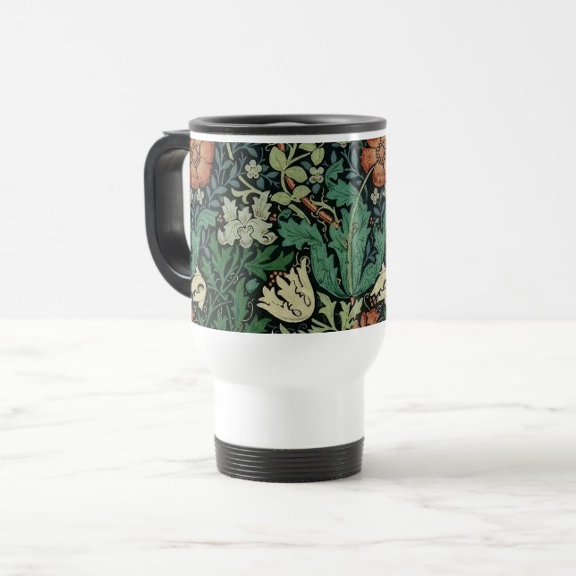 William Morris Compton Floral Art Nouveau Pattern Reisebecher (Vorderseite Links)