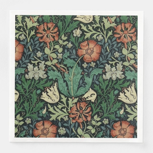 William Morris Compton Floral Art Nouveau Pattern Serviette (Vorderseite)