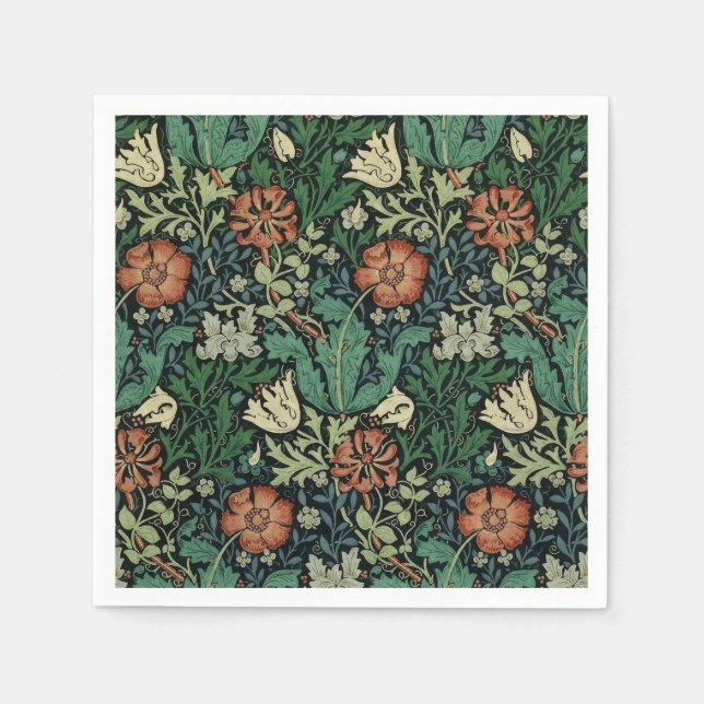 William Morris Compton Floral Art Nouveau Pattern Serviette (Vorderseite)