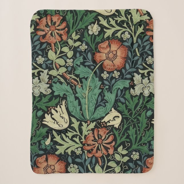 William Morris Compton Floral Art Nouveau Pattern Sherpadecke (Vorderseite)