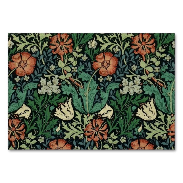 William Morris Compton Floral Art Nouveau Pattern Tischnummer (Vorderseite)