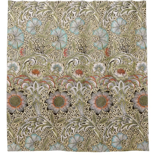 William Morris Corncockle Botanical Vine Floral Duschvorhang (Vorderseite)