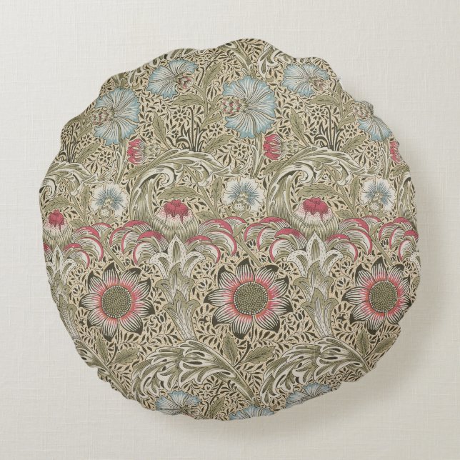 William Morris: Corncockle-Design Rundes Kissen (Rückseite)