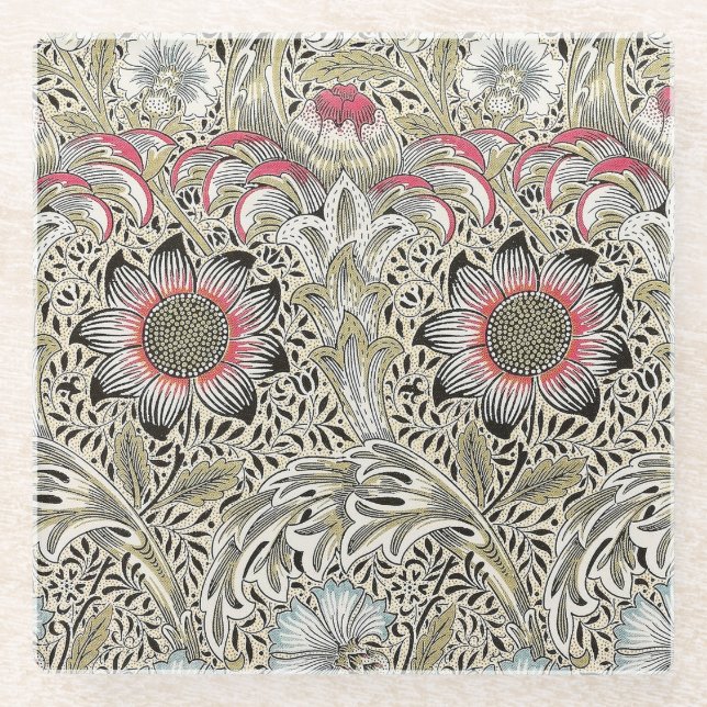 William Morris Corncockle Tapete Glasuntersetzer (Vorderseite)