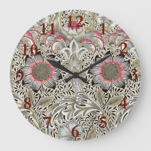 William Morris Corncockle Tapete Große Wanduhr (Vorderseite)
