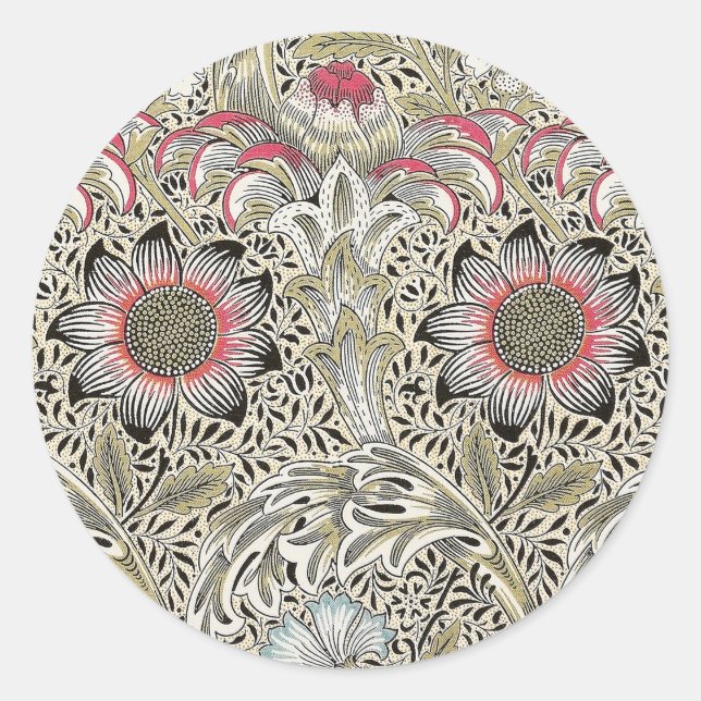 William Morris Corncockle Tapete Runder Aufkleber (Vorderseite)