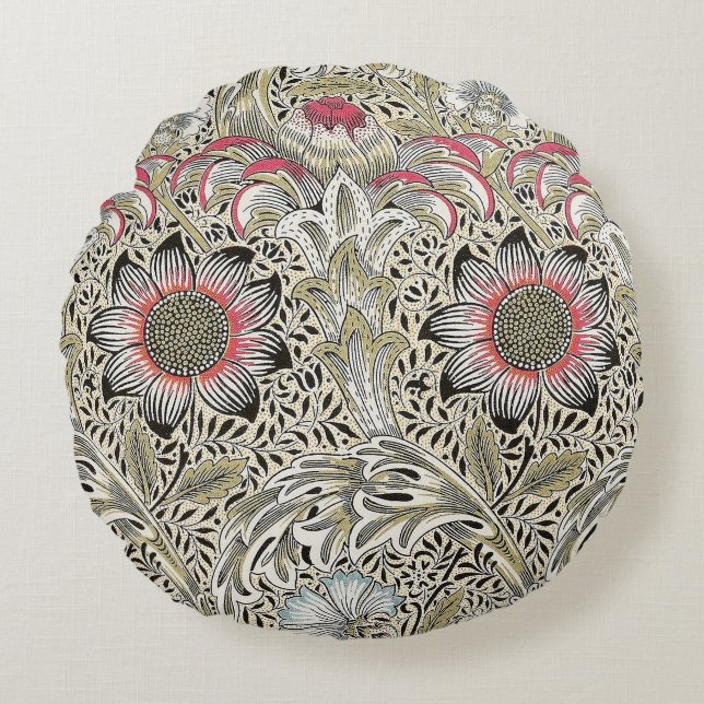 William Morris Corncockle Tapete Rundes Kissen (Vorderseite)