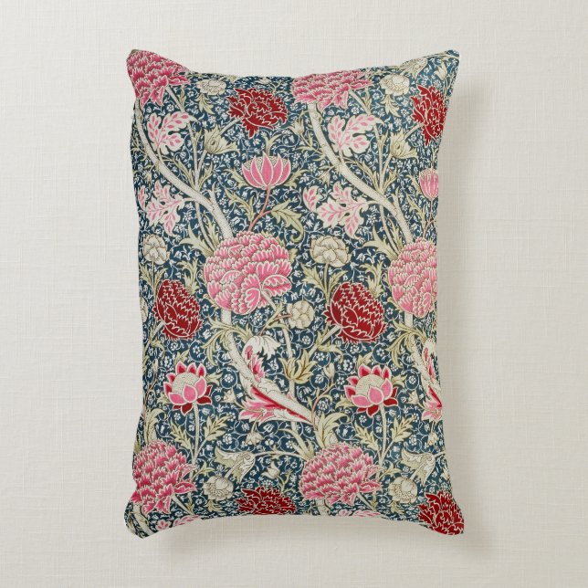William Morris Coussin de tissu rose et rouge (Devant(Vertical))