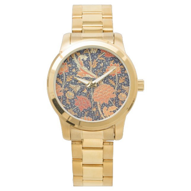 William Morris Cray Floral Art Nouveau Pattern Armbanduhr (Vorderseite)