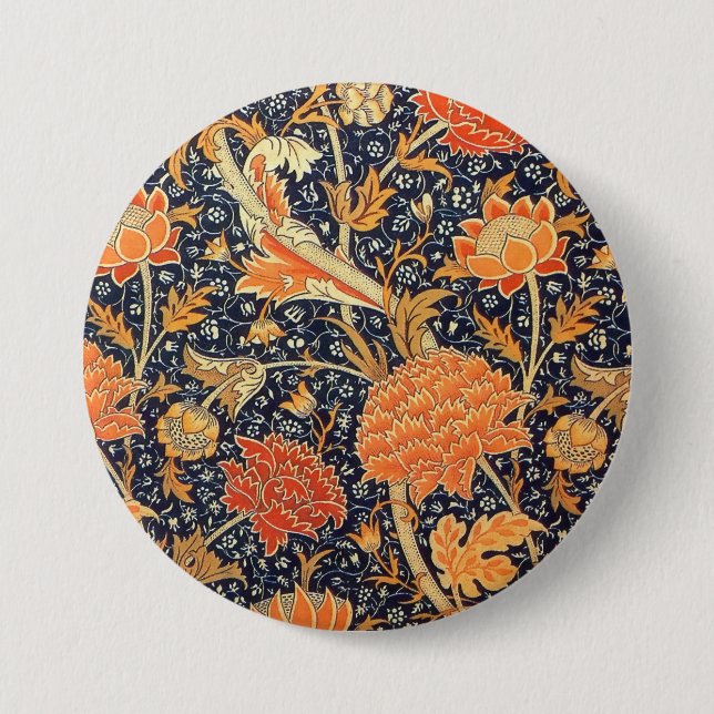 William Morris Cray Floral Art Nouveau Pattern Button (Vorderseite)