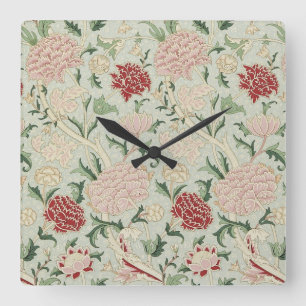 William Morris Cray Floral Vor-Raphaelite Vintage Quadratische Wanduhr