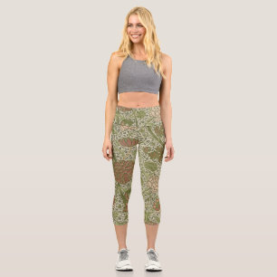William Morris Cray Sage Blume Floral Botanical Capri Leggings