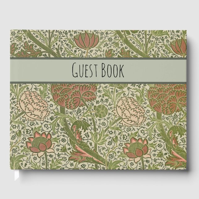 William Morris Cray Sage Blume Floral Botanical Gästebuch (Vorderseite)