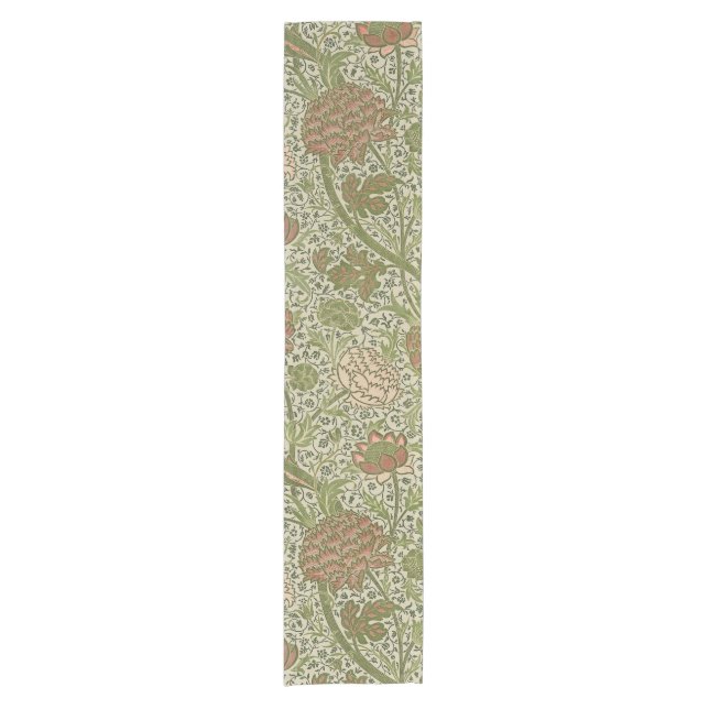 William Morris Cray Sage Blume Floral Botanical Kurzer Tischläufer (Vorderseite)