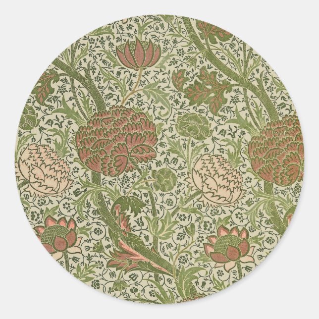 William Morris Cray Sage Blume Floral Botanical Runder Aufkleber (Vorderseite)