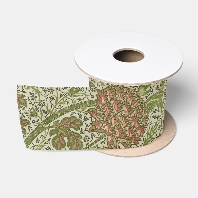 William Morris Cray Sage Blume Floral Botanical Satinband (Spule)