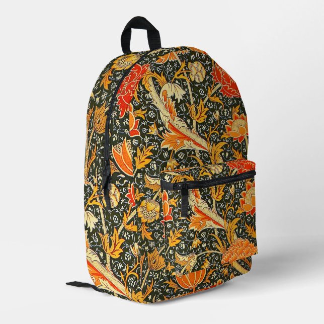 William Morris Cray Wallpaper Pattern Bedruckter Rucksack (Rückseitige Ecke links)
