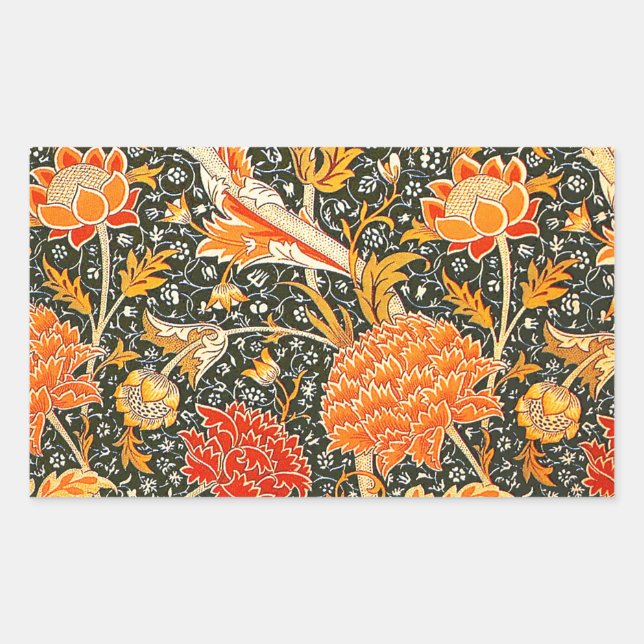 William Morris Cray Wallpaper Pattern Rechteckiger Aufkleber (Vorderseite)