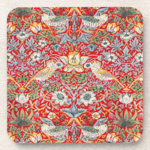 William Morris Crimson Strawberry Thief Untersetze Getränkeuntersetzer