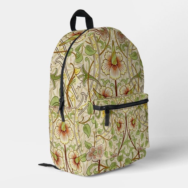 William Morris Daffodil Classic Blume Wallpaper Bedruckter Rucksack (Rückseitige Ecke links)