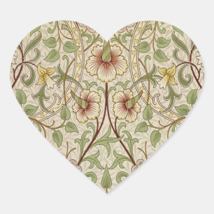 William Morris Daffodil Classic Blume Wallpaper Herz-Aufkleber