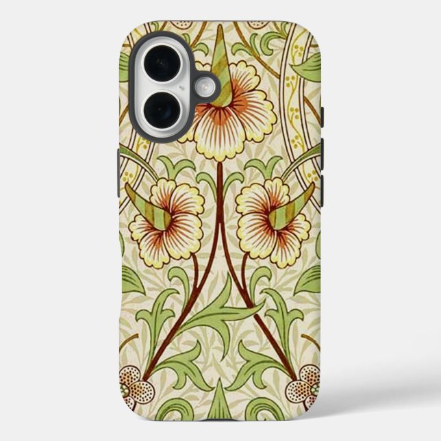 William Morris Daffodil Classic Blume Wallpaper iPhone 16 Hülle (Rückseite)