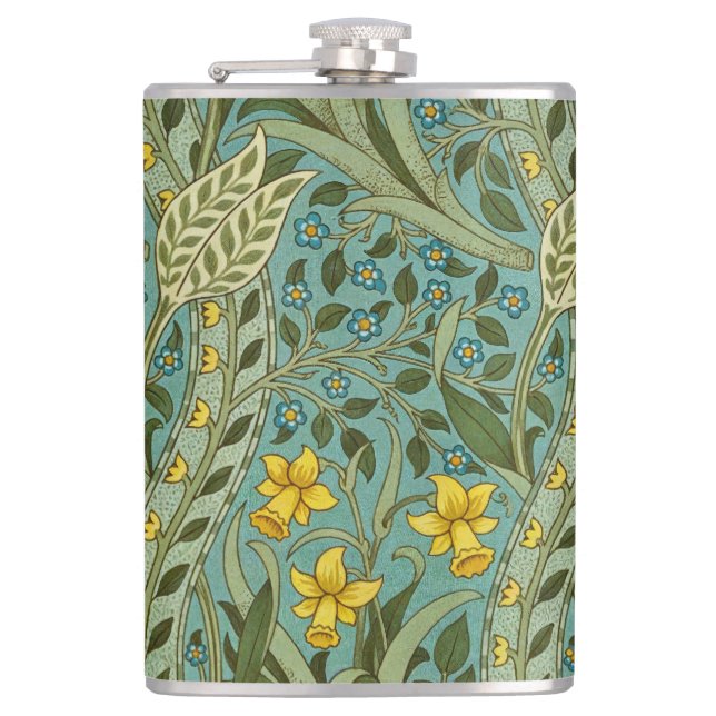 William Morris Daffodil Floral Pattern Classic Flachmann (Vorderseite)