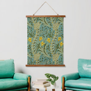 William Morris Daffodil Floral Pattern Classic Wandteppich Mit Holzrahmen