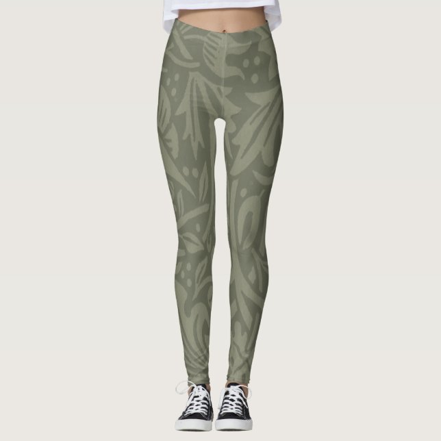 William Morris Daffodil Floral Wallpaper Leggings (Vorderseite)
