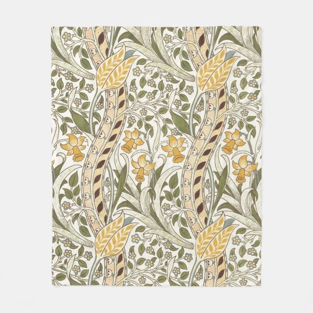 William Morris Daffodil Garden Blume Classic Bota Fleecedecke (Vorderseite)