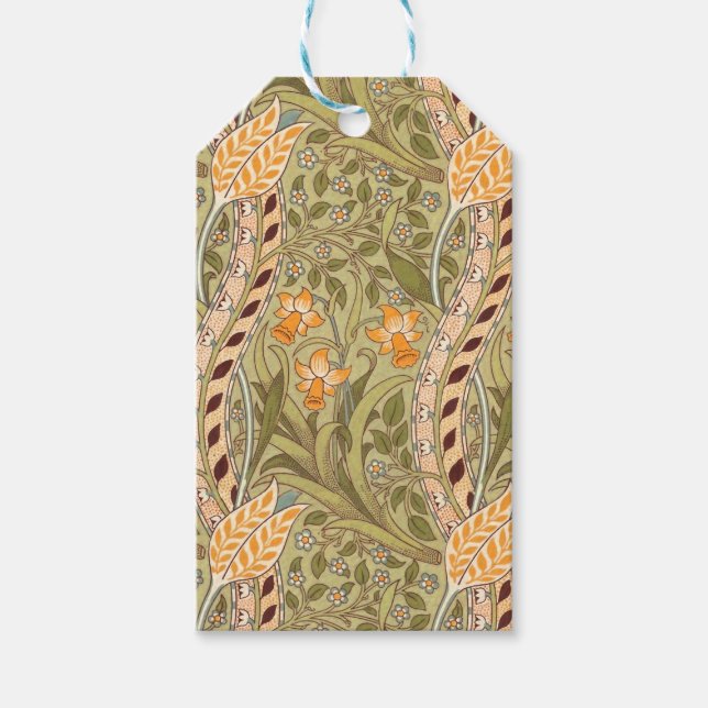 William Morris Daffodil Garden Blume Classic Bota Geschenkanhänger (Vorderseite)
