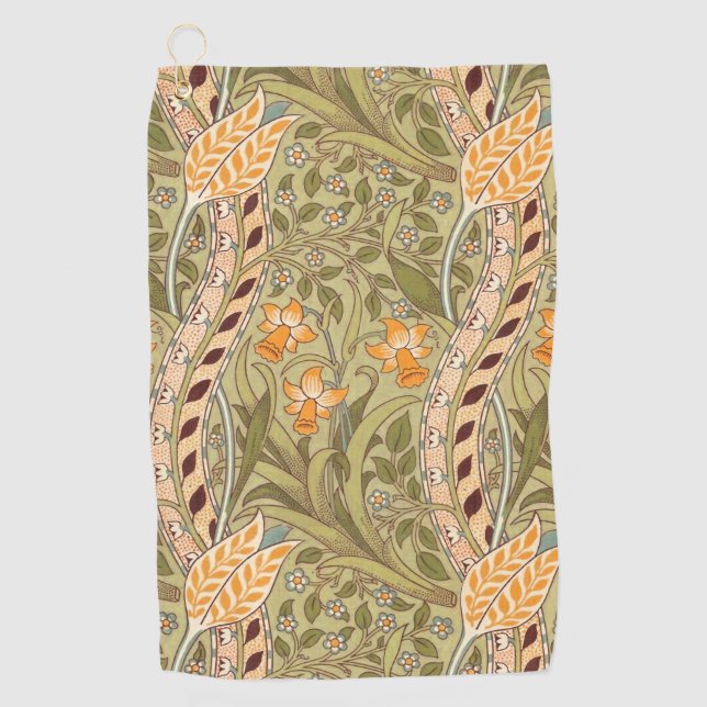 William Morris Daffodil Garden Blume Classic Bota Golfhandtuch (Vorderseite)