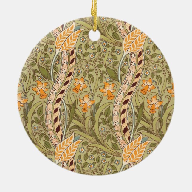 William Morris Daffodil Garden Blume Classic Bota Keramik Ornament (Hinten)