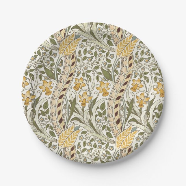 William Morris Daffodil Garden Blume Classic Bota Pappteller (Vorderseite)