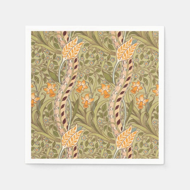 William Morris Daffodil Garden Blume Classic Bota Serviette (Vorderseite)