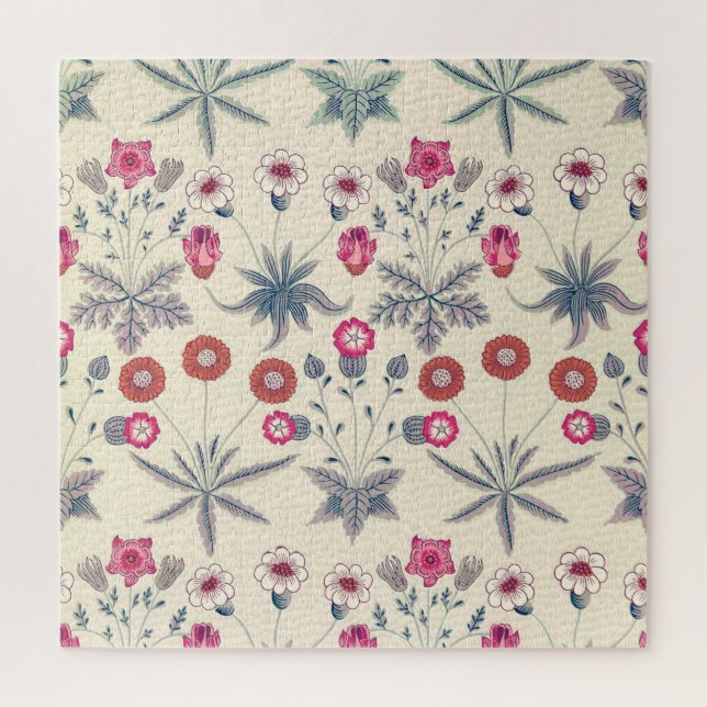 William Morris Daisy Floral Pattern Red Orange (Vertikal)