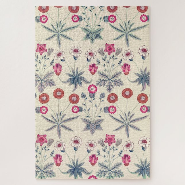 William Morris Daisy Floral Pattern Red Orange (Vertikal)