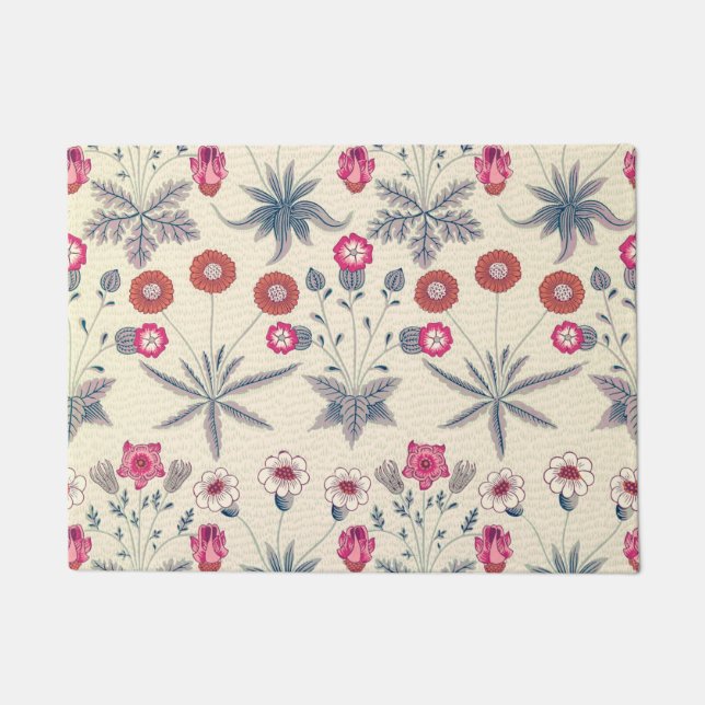 William Morris Daisy Floral Pattern Red Orange Fußmatte (Vorderseite)