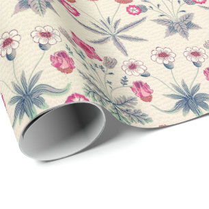 William Morris Daisy Floral Pattern Red Orange Geschenkpapier
