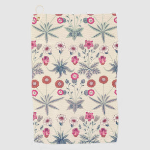 William Morris Daisy Floral Pattern Red Orange Golfhandtuch