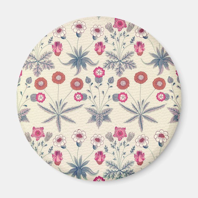 William Morris Daisy Floral Pattern Red Orange Magnet (Vorne)