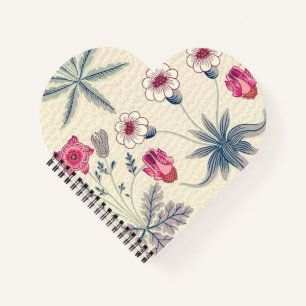 William Morris Daisy Floral Pattern Red Orange Notizbuch