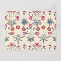 William Morris Daisy Floral Pattern Red Orange