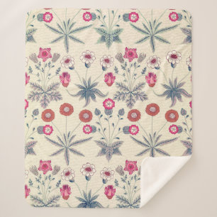 William Morris Daisy Floral Pattern Red Orange Sherpadecke