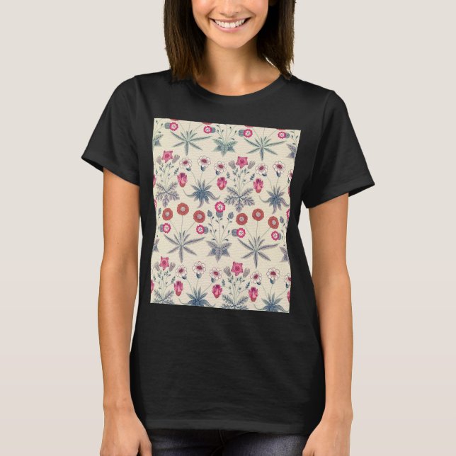 William Morris Daisy Floral Pattern Red Orange T-Shirt (Vorderseite)