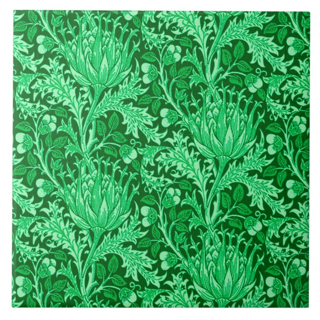 William Morris Damask, Emerald Green Fliese (Vorderseite)